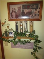 wall shelf,pictures & all cat items