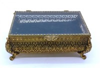 Paw Footed Brass and Glass Jewelry Casket.