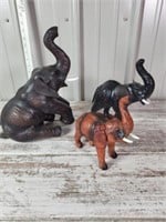 3 smaller leather elephants used condition
