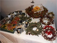 Wooden TV tray, grapevine wreath, small wreaths,