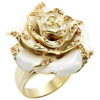 Gold Plated .12ct Champagne Topaz White Rose Ring