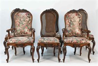 (6) FRENCH STYLE CARVED WOOD DINING CHAIRS
