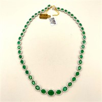 14K Gold Emerald & Diamond Necklace