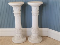 (2) Heavy Plaster Classical Column Plant Stands