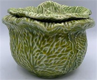 1984 Cabbage Pottery Soup Tureen w/ Lid, Signed