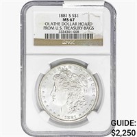 1881-S Morgan Silver Dollar NGC MS67 Olathe $1