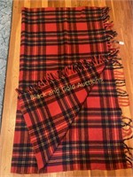 Vintage plaid wool throw