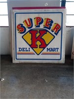 6-foot by 6-foot Super K Deli Mart sign