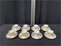 (8) Mintons Ancestral Tea Cups & Saucers
