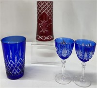 4pc Assorted Cut to Clear Glassware