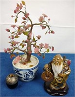 Small Japanese Cherry Blossom Tree & Figurine