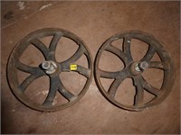 Pair of 2 Antique Cast Wheels