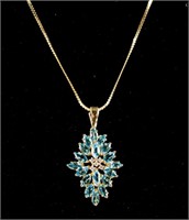 Sapphire & Diamond Pendant w/Necklace