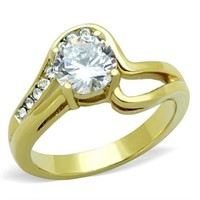 Two-tone Gold Ip 1.30ct White Sapphire Ring