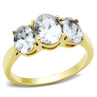 14k Gold Ip. Oval 3.25ct White Sapphire Ring