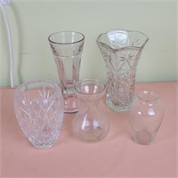 (6) Clear Glass Vases