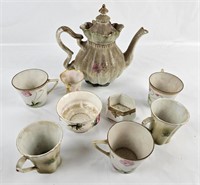 Hand painted Nippon Teapot & Misc. Tea Cups