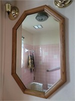 Octagonal Wood Framed Mirror
