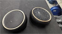 Set of 2 Black Ceramic Dog Bowls