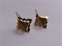 14kt Gold Dimensional Leaf 5/8" Earrings 1.1g