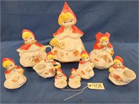 Vintage 9pc Little Red Riding Hood Set