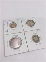 4 pièces anciennes canadiennes 1890 - 1941