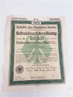 Document d'obligations Allemandes circa 1922