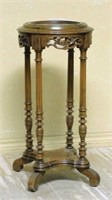 Marble Top Fluted Pillar Oak Pedestal.