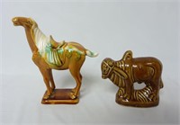 Vintage Farm Figurines ~ Horse & Cow / Bull