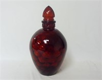 Tiffin Glass Ruby Red Optic Apothecary Jar w/ Lid