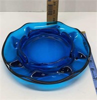 Cobalt glass ashtray