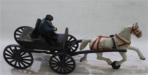 ANTIQUE HUBLEY CAST IRON HORSE & CARRIAGE