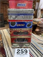 Oreo tin lot and a snickers tin