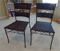 Pair of Iron & Wicker Chairs