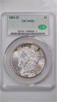 1883-CC Morgan Silver $ CAC MS62