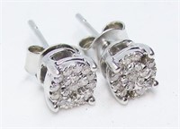 Sterling Silver Real Diamond Cluster Earrings
