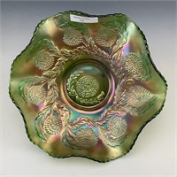 Fenton Green Ten Mums Ruffled Bowl