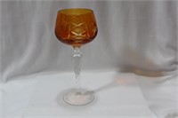 An Orange Color Cut Glass Goblet