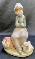 Lladro Figurine Girl Wearing Scarf with Geese
