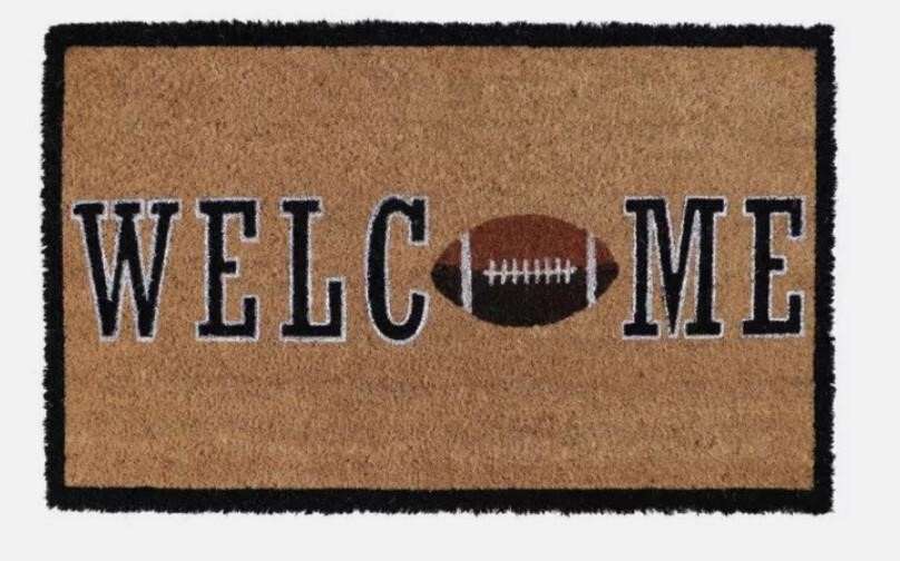 Welcome Football Natural Coir 18 in. x 30 in.