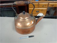 Antique Copper Tea Kettle, Back Dent