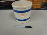 Clay Crock, Two Blue Stripes, Approx. 6"