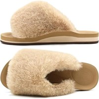 SIZE : 7 -  COFACE Womens Fuzzy Slides Fluffy