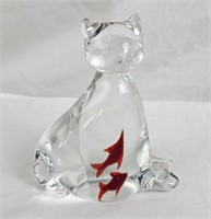 Art Glass Fish In Cat Figurine