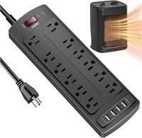 Power Strip with 8 Ft, POWLIGHT Surge Protector