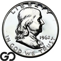 1962 Franklin Half Dollar PROOF, Superb Gem PF