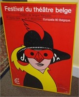 Framed poster; Festival du theatre Belge