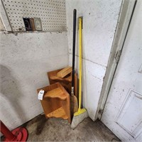 W 4 brooms shelves oak cleaning storage