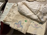 Vintage cross stitch and lace doileys