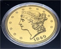 1849 $20 Gold Liberty Tribute Coin
